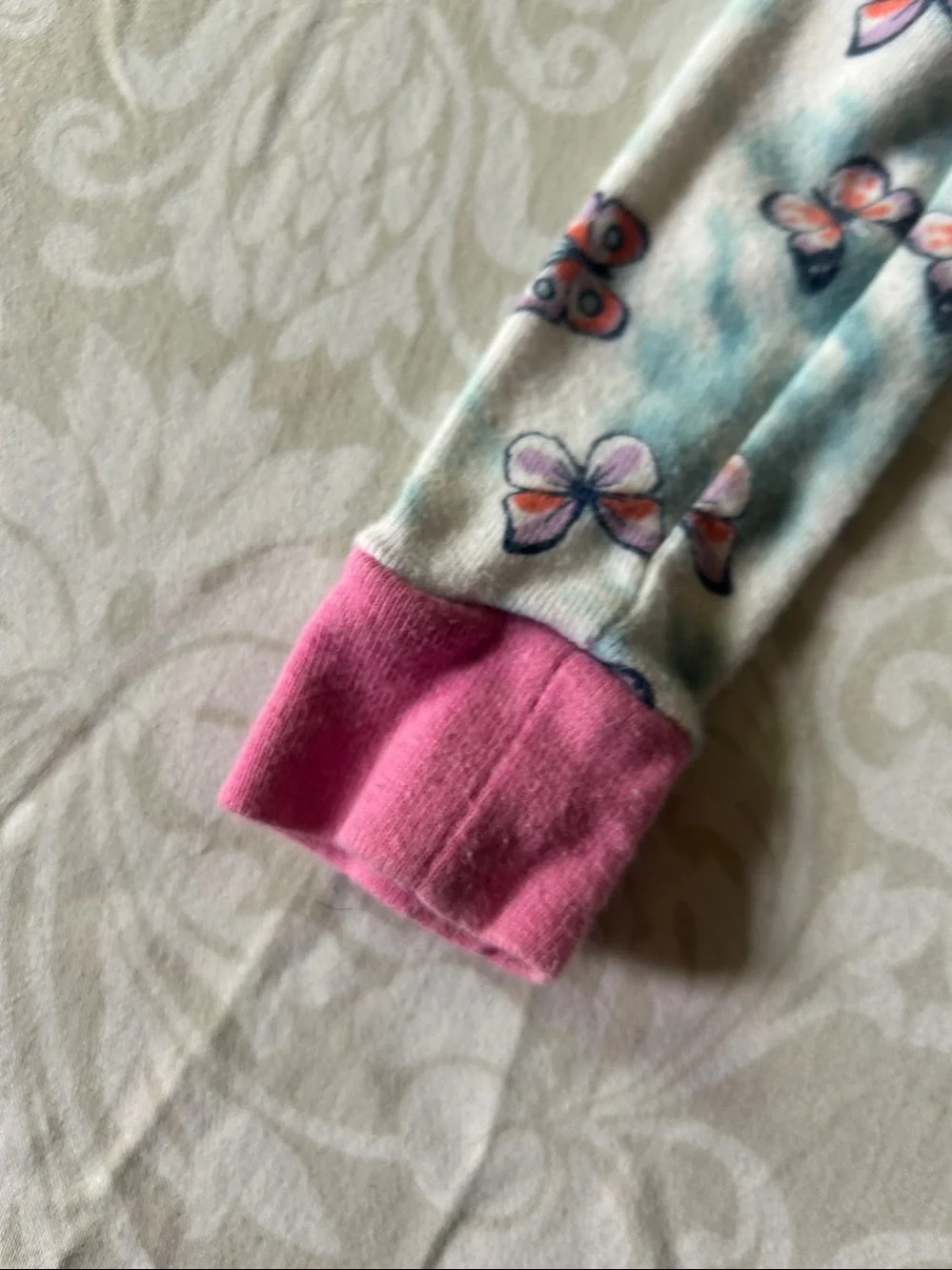 wonder nation White and Pink Butterfly Long-Sleeve Pajama Set